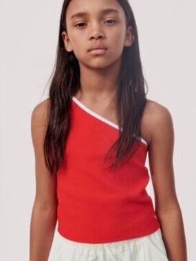 Zara Girls New Red Asymmetric Sleeveless Top Shirt Size 11-12Y NWT